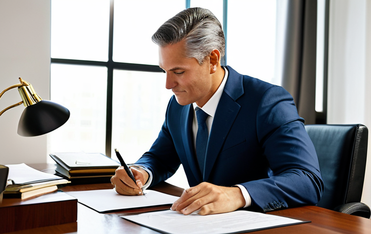 법무사 초보 실무 가이드 - **

A compassionate notary public assisting an individual client, fully clothed in modest profession...