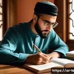 법무사 시험 공부를 위한 타임테이블 작성법 - A focused Arab male law student studying at a traditional wooden desk in a bright, cozy room decorat...