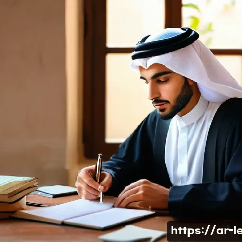 법무사 자격증을 위한 학습 일정표 - A focused Arab law student studying at a tidy desk in a traditional Middle Eastern home setting, sur...
